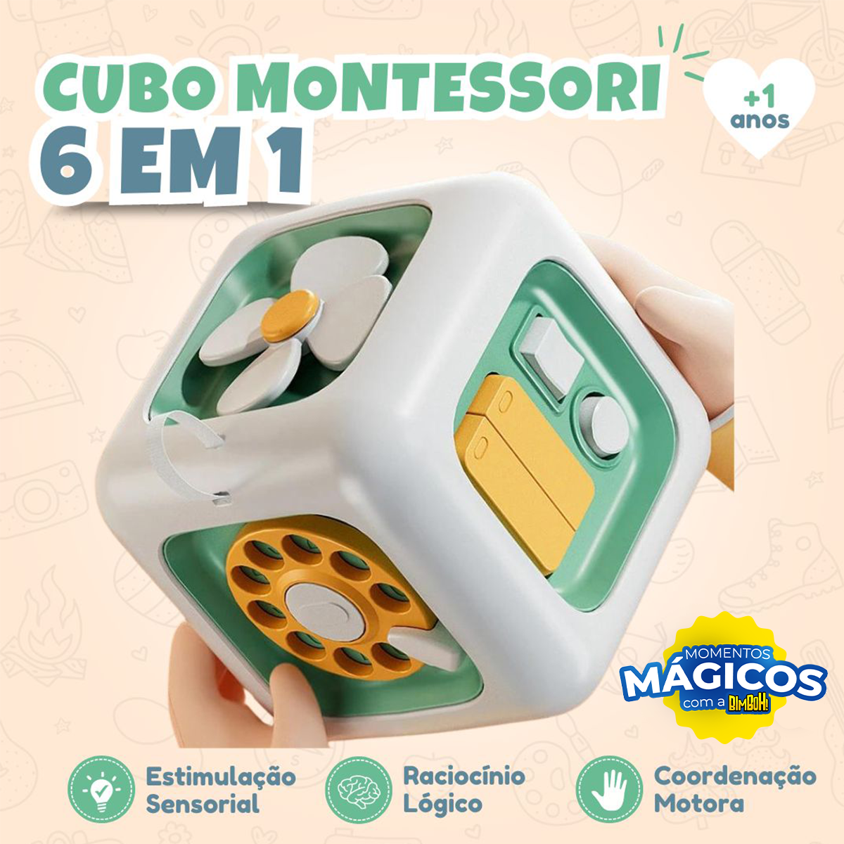 Cubo Montessori 6 em 1 - Bimboh
