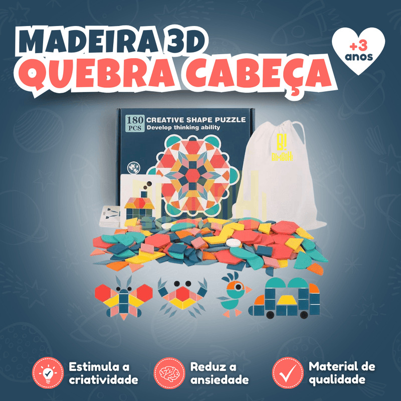 Quebra Cabeça de Madeira 3D - Montessori