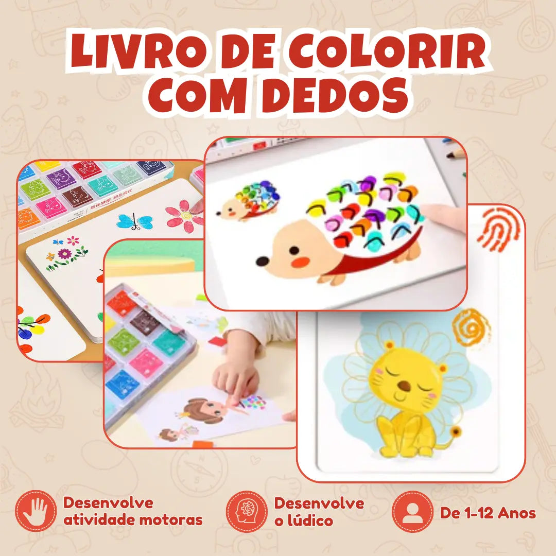 Cartões de colorir com dedos