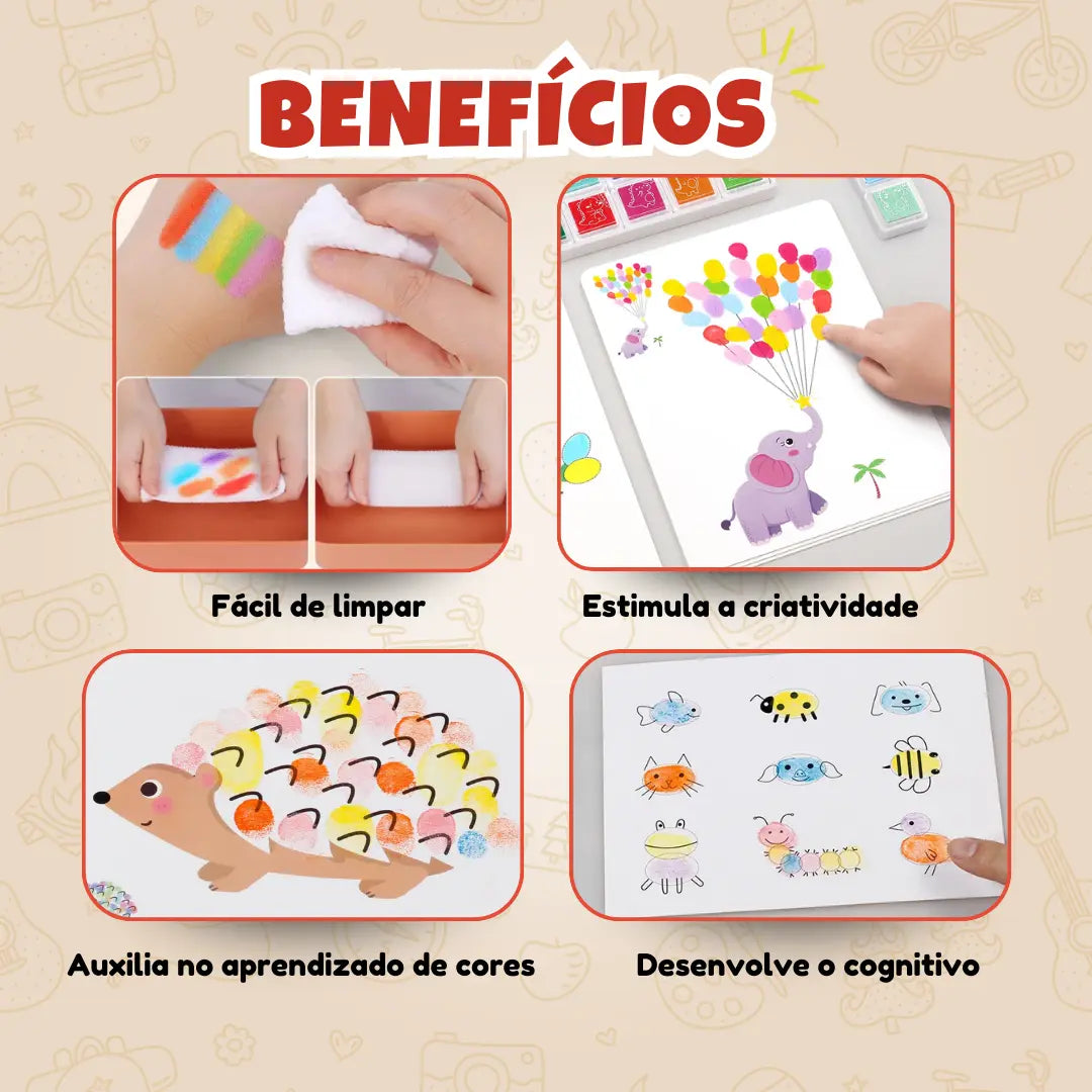 Cartões de colorir com dedos