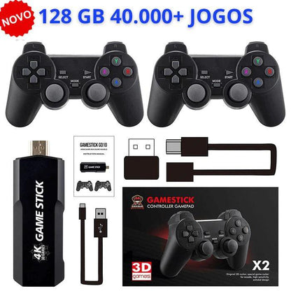 Game Stick Retro 4k - 128GB e 41mil jogos v4.5 Custom com 2 Controles - Bimboh