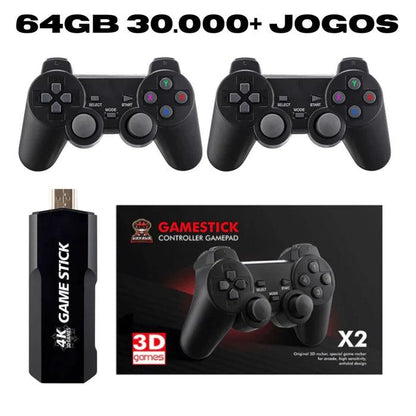 Game Stick Retro 4k - 128GB e 41mil jogos v4.5 Custom com 2 Controles - Bimboh